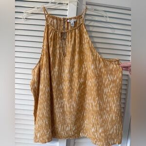 Nine West Size XL Ochre Yellow and White Women's Blouse Tank Top